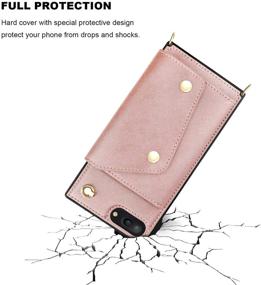 img 1 attached to 👜 KIHUWEY Rose Gold Crossbody Case with Wallet Card Holder for iPhone 7 Plus and iPhone 8 Plus - Kickstand, Wrist Strap, Shoulder Cross Body Zipper Purse Bag Cover Case