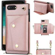 👜 kihuwey rose gold crossbody case with wallet card holder for iphone 7 plus and iphone 8 plus - kickstand, wrist strap, shoulder cross body zipper purse bag cover case logo