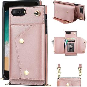 img 4 attached to 👜 KIHUWEY Rose Gold Crossbody Case with Wallet Card Holder for iPhone 7 Plus and iPhone 8 Plus - Kickstand, Wrist Strap, Shoulder Cross Body Zipper Purse Bag Cover Case