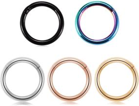 img 4 attached to 📿 316L Hinged Segment Seamless Clicker Ring Nose Ring Hoop, Septum Helix Tragus Cartilage Daith Piercing Jewelry - PEAKLINK in 20G, 18G, 16G, 14G, 12G, 10G, 8G sizes