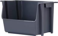 📦 united solutions mightytuff large nesting stack bin, pack of 3, convenient handles, interlocking design, vertical stacking, easy access storage, sleek cool grey логотип