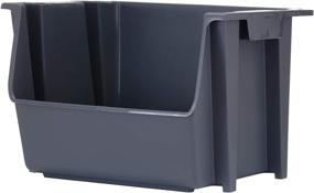 img 4 attached to 📦 United Solutions MightyTuff Large Nesting Stack Bin, Pack of 3, Convenient Handles, Interlocking Design, Vertical Stacking, Easy Access Storage, Sleek Cool Grey