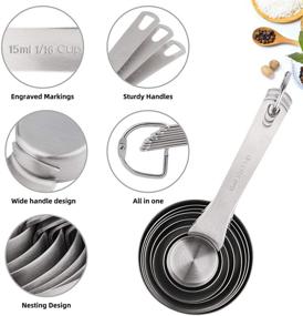 img 2 attached to 🥄 Complete Measuring Cups and Spoons Set: 8 Stainless Steel Cups, 9 Spoons, Ingredient Leveler, Magnetic Conversion Chart, and Rings