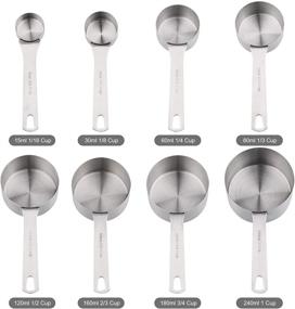 img 1 attached to 🥄 Complete Measuring Cups and Spoons Set: 8 Stainless Steel Cups, 9 Spoons, Ingredient Leveler, Magnetic Conversion Chart, and Rings