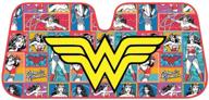 wonder woman retro logo sunshade: official licensed windshield protector - block uv rays & keep your vehicle cool - 58 x 27 logo