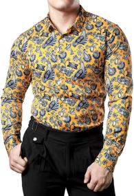 img 4 attached to JOGAL Paisley Bandana Sleeve Button Men's Clothing for Shirts