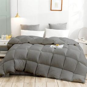 img 4 attached to 🛏️ King Size Cotton Down Comforter – 100% Luxury Goose & Duck Down and Feather Filling Duvet Insert, Winter Warm, Soft and Breathable Stand-Alone Comforters for King Bed – Gray