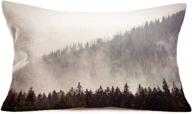 🌲 foggy forest trees throw pillow covers - cotton linen natural scenery mountain pillow cases - rustic farmhouse decorative pillow cushion cover - 12x20 inch cotton linen pillowcases логотип