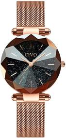 img 3 attached to ⌚ CIVO Простые Дамские Часы | Шикарные Часы для Женщин с Звездным Кристаллическим Циферблатом | Непромокаемые наручные часы из нержавеющей стали для женщин и девушек | Деловые наручные часы для женщин