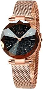 img 4 attached to ⌚ CIVO Простые Дамские Часы | Шикарные Часы для Женщин с Звездным Кристаллическим Циферблатом | Непромокаемые наручные часы из нержавеющей стали для женщин и девушек | Деловые наручные часы для женщин