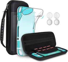 img 4 attached to 🎮 GeeRic 8PCS Case Compatible with Switch Lite - Complete Accessories Kit with Silicon Case, Screen Protectors, Thumb Caps, and Carrying Storage - Black