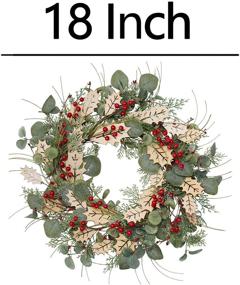 img 3 attached to 18 Inch Traditional Pine Branches Christmas Wreath with Wood Leaves and Berries – Festive Front Door Decorations