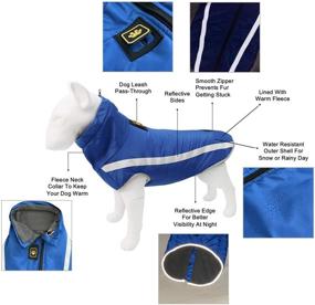 img 3 attached to 🧥 Winter Dog Jacket Vest – Pooch & Paws Fleece Lined, Reflective Sides, Water Resistant, Windproof – Fits Medium & Large Dogs – 5X-Large, Blue