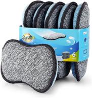 kitchen scrub sponges by scrub-it - non-scratch microfiber sponge with heavy duty scouring power - effortless cleaning of dishes, pots, and pans - 6 pack, small sized logo