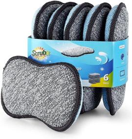 img 4 attached to Kitchen Scrub Sponges by Scrub-it - Non-Scratch Microfiber Sponge with Heavy Duty Scouring Power - Effortless Cleaning of Dishes, Pots, and Pans - 6 Pack, Small Sized