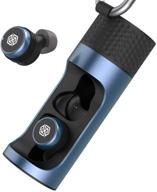 💙 nillkin true wireless earbuds bluetooth 5.0 tws stereo sport earbuds with aptx, ipx5 waterproof, hifi sound, and deep bass - blue logo