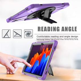 img 3 attached to 📱 ZenRich Galaxy Tab S7 Plus Case (12.4 inch, 2020) - Purple | Heavy Duty Case with S Pen Holder, Screen Protector, Stand, Hand Strap, Shoulder Belt | Compatible with SM-T970/T975/T976 | Tab S7+ 12.4 Inch