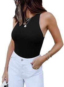 img 4 attached to Womens Sleeveless Halter Bodysuits Leotard Women's Clothing for Lingerie, Sleep & Lounge