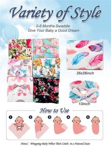img 1 attached to Feather Unisex Newborn Receiving Blanket Headband Set - Soft Baby Swaddle Gift for Girls and Boys