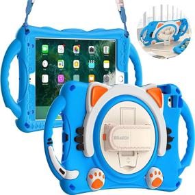 img 4 attached to BRAECN iPad Mini Case for Kids: Shockproof, Durable, Childproof. Cute Light Blue Case with Strap, Grip, Pencil Holder, Kickstand. Compatible with Apple iPad Mini 5/4/3/2/1 7.9 Inch.