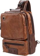 leather charging crossbody shoulder backpack logo