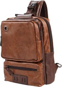 img 4 attached to Leather Charging Crossbody Shoulder Backpack