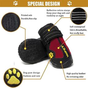 img 2 attached to MIEMIE Waterproof Dog Boots - Reflective Rugged Anti-Slip Shoes for Dogs - Skid-Proof, Outdoor Booties for Small, Medium, and Large Dogs (4Pcs)