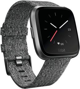 img 4 attached to 🏋️ Fitbit Versa Special Edition Smart Watch: Charcoal Woven, One Size, S & L Bands Included - The Ultimate Fitness Companion