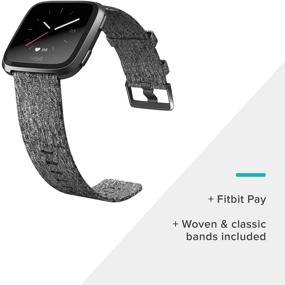 img 2 attached to 🏋️ Fitbit Versa Special Edition Smart Watch: Charcoal Woven, One Size, S & L Bands Included - The Ultimate Fitness Companion