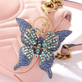 img 1 attached to 🦋 Sparkling Butterfly Rhinestone Keyring Keychain