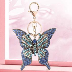 img 2 attached to 🦋 Sparkling Butterfly Rhinestone Keyring Keychain