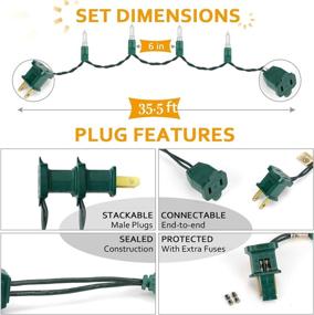 img 1 attached to 🎄 AIDDOMM 70-Count T5 LED Christmas Lights: Blue Light on Green Wire, 35.5ft for Outdoor and Indoor Use, UL Listed