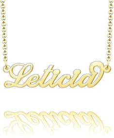 img 3 attached to 🔥 Customizable Monogram Necklace - Personalized Nameplate Pendant by Moonlight Collections featuring Leticia