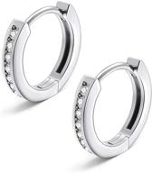 👂 10mm small huggie hoop earrings for women - cz cuff hoops 925 silver post hypoallergenic cartilage earring with 14k white gold plating for women & girls logo