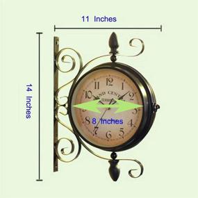 img 2 attached to 🕰️ WOOCH Vintage-Look Brown Round Wall Hanging Double Sided Two Faces Retro Station Clock - Round Chandelier Wall Mount Clock with Scroll Design - Home Décor Wall Clock 8-inch - Wrought Iron Antique