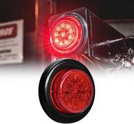 🔴 2-inch round 10 led red side marker light for trucks and trailers [2 in 1 reflector] [polycarbonate reflector] [10 leds] [d.o.t. certified] [2 year warranty] logo