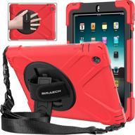 📱 braecnstock ipad 2/3/4 case - heavy duty shockproof protection with kickstand, hand strap, and shoulder strap - red, 9.7 inch logo