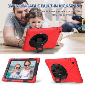 img 1 attached to 📱 BRAECNstock iPad 2/3/4 Case - Heavy Duty Shockproof Protection with Kickstand, Hand Strap, and Shoulder Strap - Red, 9.7 Inch