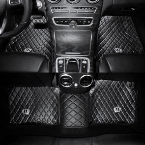 img 4 attached to 👑 Shiny Bling Diamond Crown Car Floor Mats - Waterproof & Anti-Slip Design for Girls, Women, Crystal Flowers - Universal Fit Foot Mats