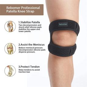 img 1 attached to Rebomer Patella Knee Strap: Adjustable Brace with 3D Silicone Insert for Joint Pain Relief & Support during Running, Riding, Football, and Hiking - Men & Women