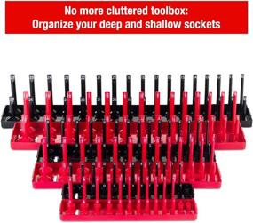 img 1 attached to Socket Organizer Tray Set for Toolboxes - 6PCS Red SAE & Black Metric Socket Storage Trays, Deep and Shadow Socket Holders for 1/4-Inch, 3/8-Inch & 1/2-Inch Drive