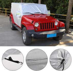 img 2 attached to 🚗 JeCar Jeep Car Cover: Weatherproof Protection from Snow, Rain, Hail & More | Fits Jeep Wrangler JKU JLU 2007-2020 | All Submodels, 4 Doors