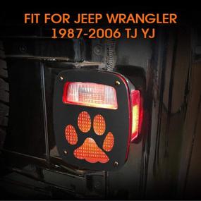 img 3 attached to 🐻 Black Bear Paw Hollow Out Taillight Guard for Jeep Wrangler TJ YJ 1987-2006 - Exterior Rear Taillight Protection Shade Cover by Partol YJ