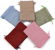 🎁 texplus set of 20 assorted solid color burlap bags with drawstring for jewelry party favors and gifts (assorted burlap bags, size: 7.5"wx11.5"l) logo