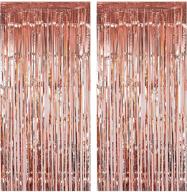 🎉 fecedy rose gold metallic tinsel foil fringe curtains - ideal photo booth props for parties, birthdays, weddings, and more! logo