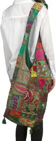 img 1 attached to Бохо Шик: Женская цветочная Хобо-сумка Tribe Azure с плечевым ремешком - Стильная холстная сумка-тоут для модного летнего кроссбоди.