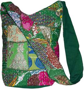 img 4 attached to Бохо Шик: Женская цветочная Хобо-сумка Tribe Azure с плечевым ремешком - Стильная холстная сумка-тоут для модного летнего кроссбоди.