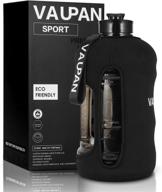 💧 vaupan 2.2l big sport jug: leakproof half gallon water bottle for gym, fitness & outdoor travel – bpa free tritan plastic flask with handle (black) logo