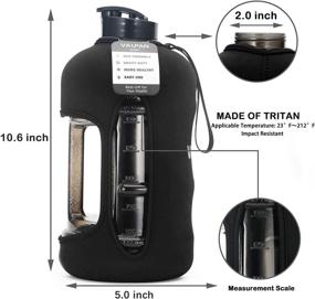 img 3 attached to 💧 Vaupan 2.2L Big Sport Jug: Leakproof Half Gallon Water Bottle for Gym, Fitness & Outdoor Travel – BPA Free Tritan Plastic Flask with Handle (Black)