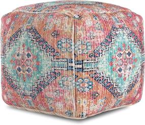 img 4 attached to ✨ Anji Mountain Square Pouf 20x20x20 Pink and Blue - Stylish and Comfortable Seating Option
